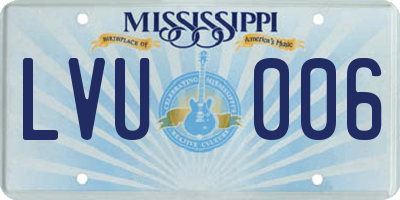 MS license plate LVU006