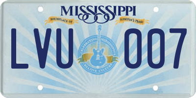 MS license plate LVU007