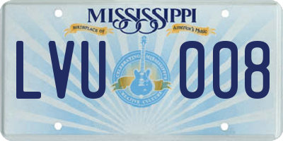 MS license plate LVU008