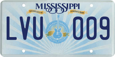 MS license plate LVU009