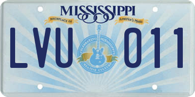 MS license plate LVU011
