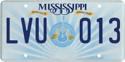 MS license plate LVU013