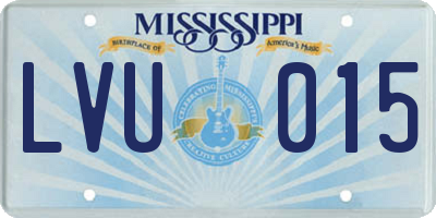 MS license plate LVU015