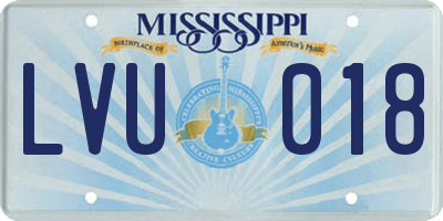 MS license plate LVU018