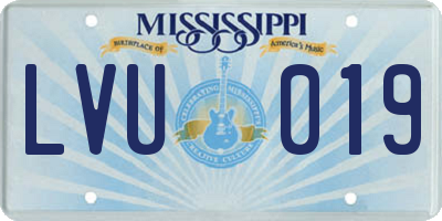 MS license plate LVU019