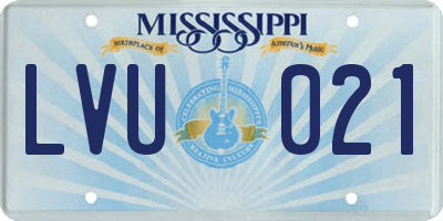 MS license plate LVU021