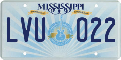 MS license plate LVU022