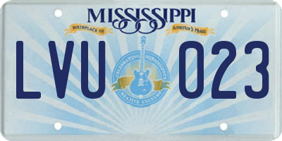 MS license plate LVU023