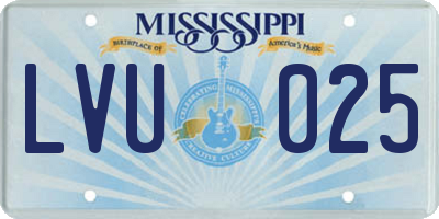 MS license plate LVU025