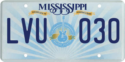 MS license plate LVU030