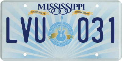 MS license plate LVU031