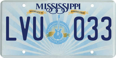 MS license plate LVU033
