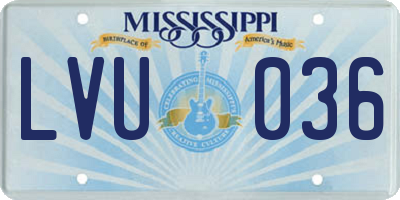 MS license plate LVU036