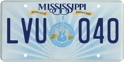 MS license plate LVU040