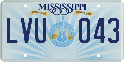 MS license plate LVU043