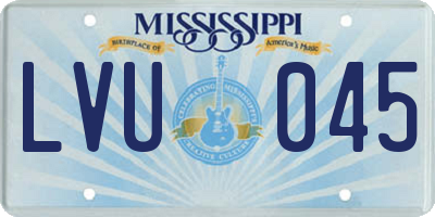 MS license plate LVU045