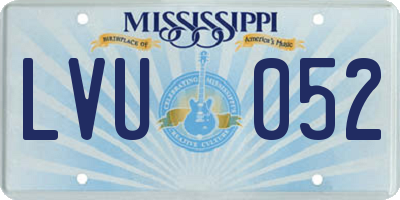 MS license plate LVU052