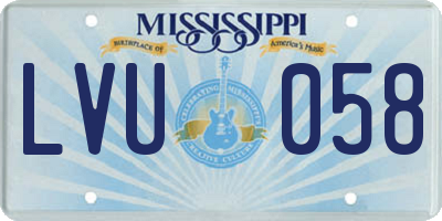 MS license plate LVU058