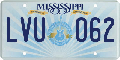 MS license plate LVU062