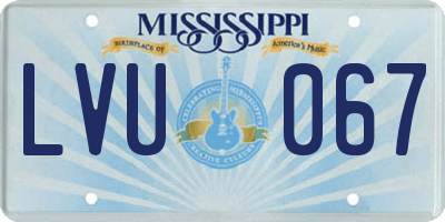 MS license plate LVU067