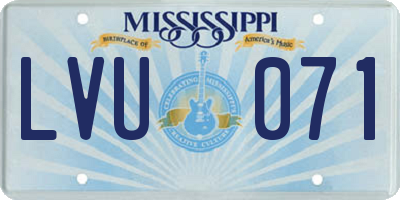 MS license plate LVU071
