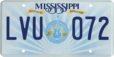 MS license plate LVU072