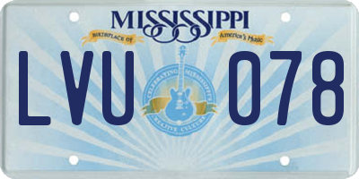 MS license plate LVU078