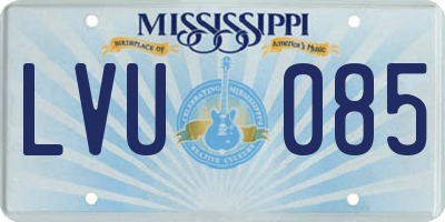MS license plate LVU085