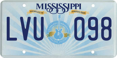 MS license plate LVU098