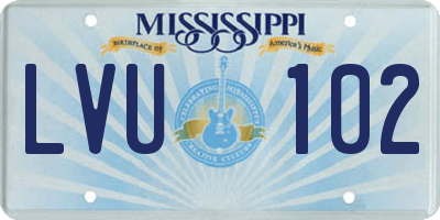 MS license plate LVU102