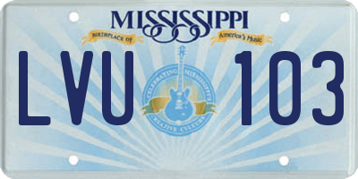 MS license plate LVU103