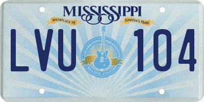 MS license plate LVU104