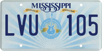MS license plate LVU105