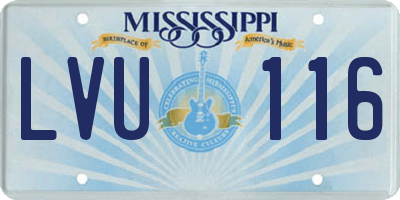 MS license plate LVU116