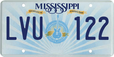 MS license plate LVU122