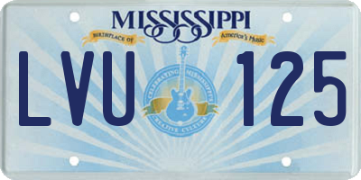 MS license plate LVU125