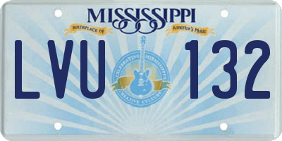 MS license plate LVU132