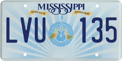 MS license plate LVU135