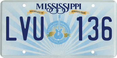 MS license plate LVU136