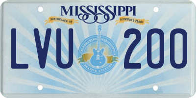 MS license plate LVU200