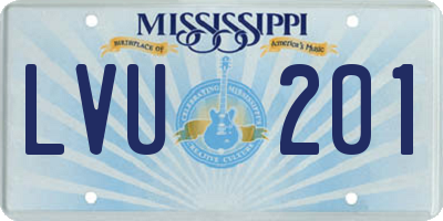 MS license plate LVU201