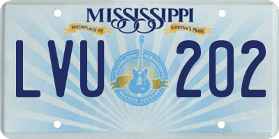 MS license plate LVU202