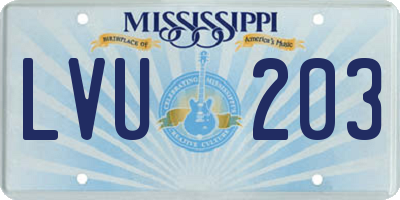MS license plate LVU203