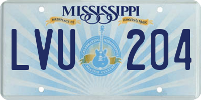 MS license plate LVU204