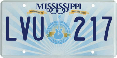 MS license plate LVU217