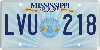MS license plate LVU218