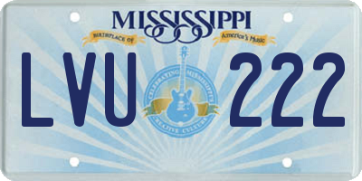 MS license plate LVU222