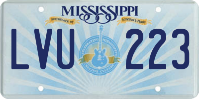 MS license plate LVU223
