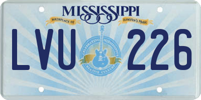 MS license plate LVU226