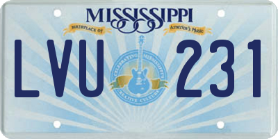 MS license plate LVU231